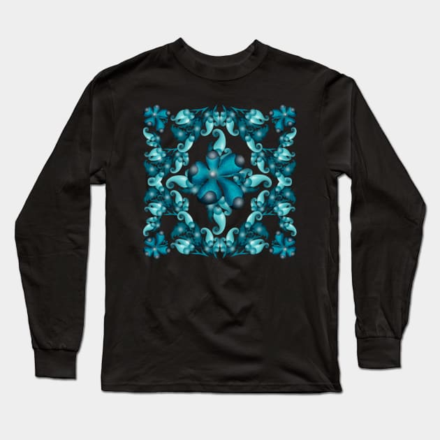 Blue zenarts pattern Long Sleeve T-Shirt by maryglu